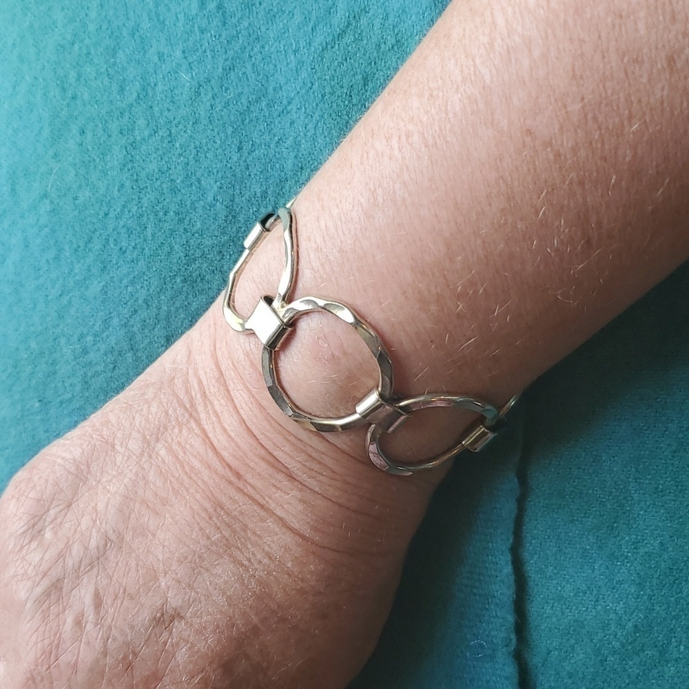 Handmade Hammered Silver chocker, bracelet and ring set 3 pc - Picture 6 of 9
